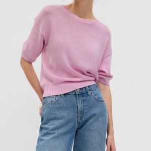 Gap Lilac Iris Purple Linen Blend Crewneck Sweater Tee XSP